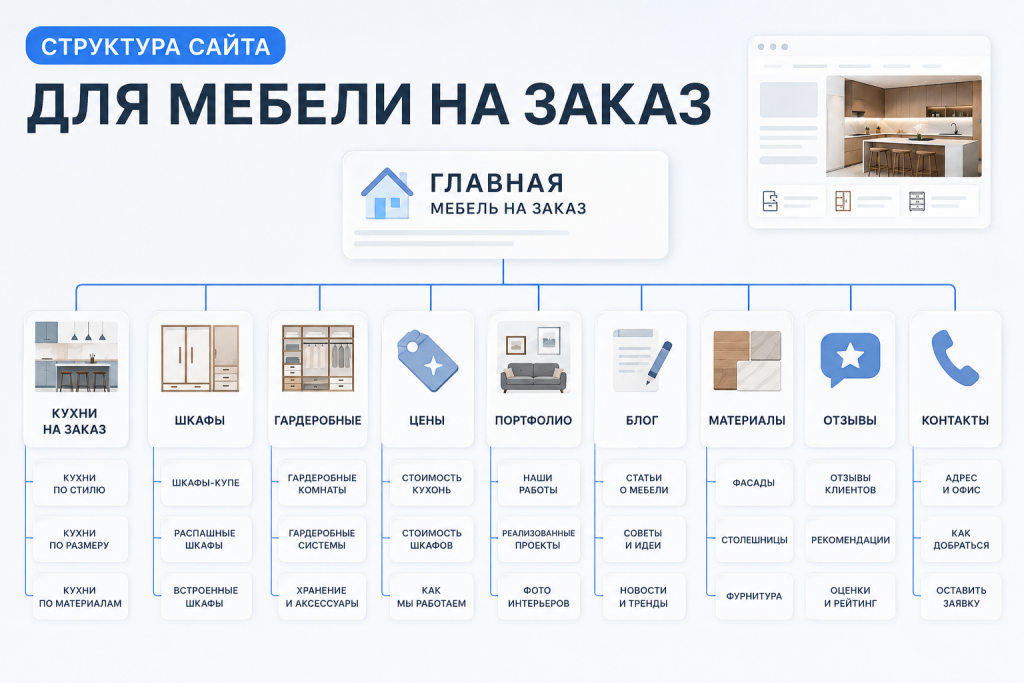 структура сайта для мебели на заказ