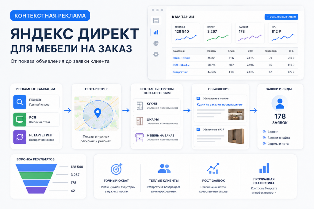 Яндекс Директ для мебели на заказ