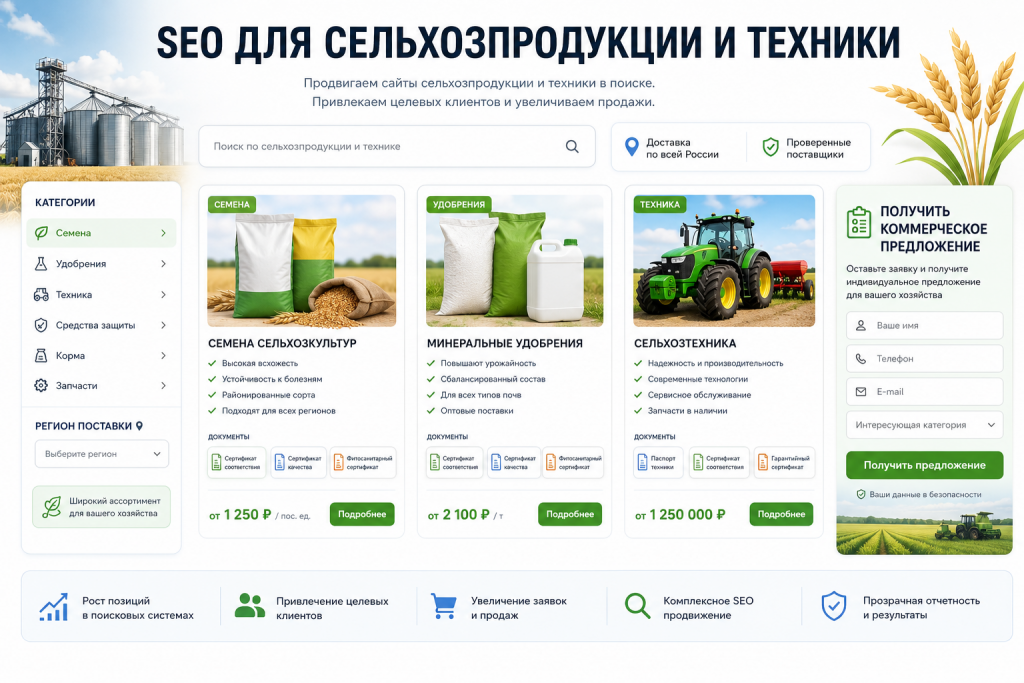 SEO для сельхозпродукции и техники