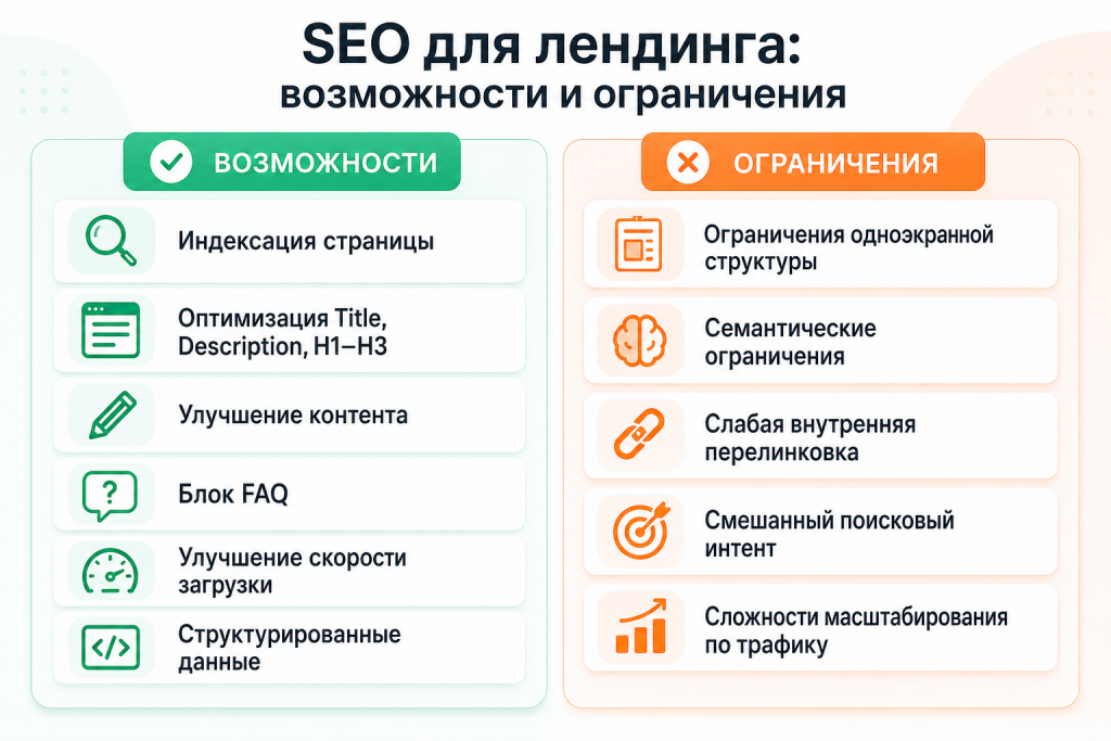seo для лендинга возможности и ограничения