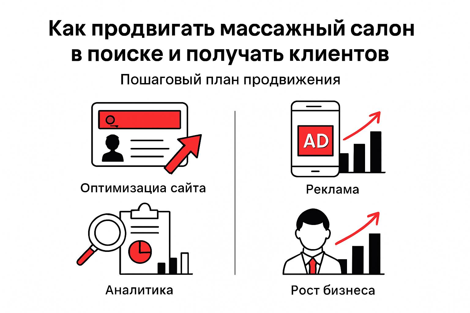 Как продвигать массажный салон в поиске и получать клиентов. Пошаговый план продвижения Как продвигать массажный салон в поиске и получать клиентов. Пошаговый план продвижения
